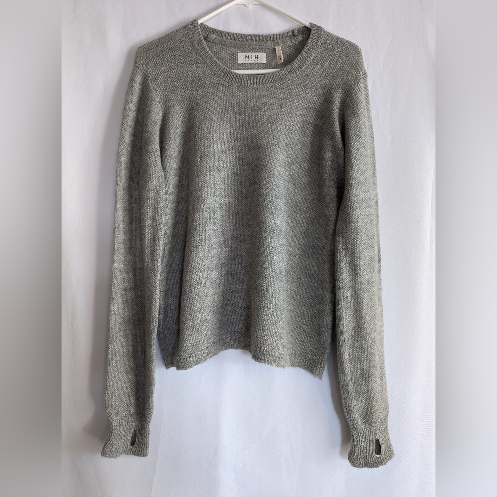 Gray Women's Large MIH Jeans Sweater 100% Alpaca Wool Pullover Breathable